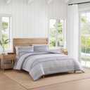 Tommy Hilfiger - Full/Queen Comforter Set, Cotton Textured Bedding with Matching Shams, Medium Weight Bed Set, Oeko-TEX Certified (Bold Stripe Grey)