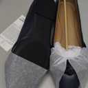 Amazon Essentials Women's Pointed Toe Bow Ballet Flats, Navy, 13