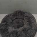 Calming Donut Dogs Beds for Small Dogs Washable,19inch Plush Round Pet Bed for Cozy Sleep,Fluffy Faux Fur Large Cat Bed,Fits up to 25 lbs Pets,Dark Grey