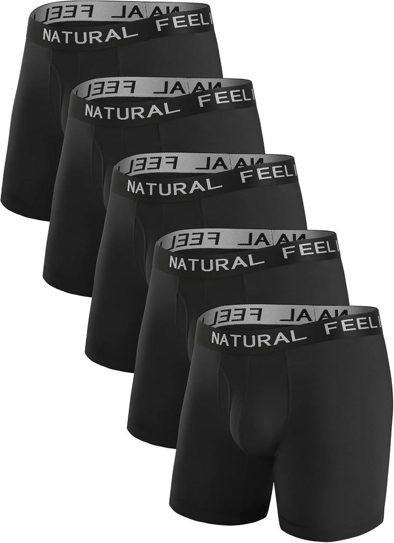 Natural Feelings Mens Underwear Coolzone Boxer Briefs for Men Pack Stretch Performance Quick Dry Sports Underwear (Large)