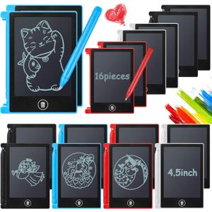 Nezyo 16 Pieces 4.5 Inch Mini LCD Writing Tablet for Kids Electronic Doodle Board Colorful Drawing Tablet Bulk Erasable Writing Pad Reusable Learning Gift for Girls Boys Party Favor(Mix Colors)