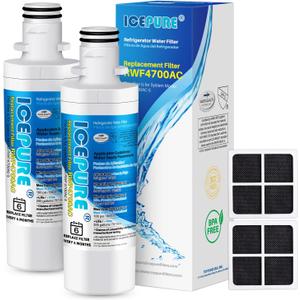 ICEPURE ADQ747935 Replacement for LG LT1000P Kenmore Elite 9980 MDJ64844601 LT1000, LT1000PC, ADQ74793501 LMXS28626S, LMXS30796S LMXC23796S Refrigerator Water Filter and LT120F Air Filter, 2 Combo (2+2 Count (Pack of 1))