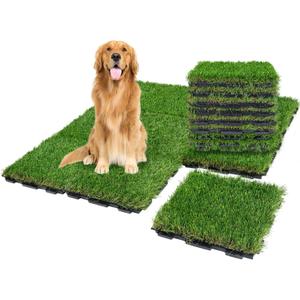 XLX TURF Interlocking Fake Grass Tiles for Dogs Potty - Pets Friendly Artificial Grass for Dog Kennel Outdoor Patio Balcony & Home Decor, 12"x12" 9 Pack