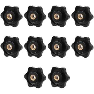 Metric M8 Knurled Knob 10PCS Black Metric M8 Star Knobs Clamping Nuts Plastic Screw-On Type Threaded Jig knobs Lawn Mower Handle Knob Grip Assortment Kit for Machinery Latche