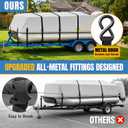 Pontoon Boat Cover 16-18 ft, 1200D Waterproof Heavy Duty Trailerable Pontoon Cover, Marine Grade Boat Cover with Metal Hooks for 16ft to 18ft Boats, Gray