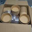 100 Pack Kraft Paper Bowls with Lid 25/34/ 37 oz Disposable Soup Salad Bowls Party Supplies, to Go Food Container for Party Dessert, Ice Cream, Yogurt, Microwave Freezer Safe