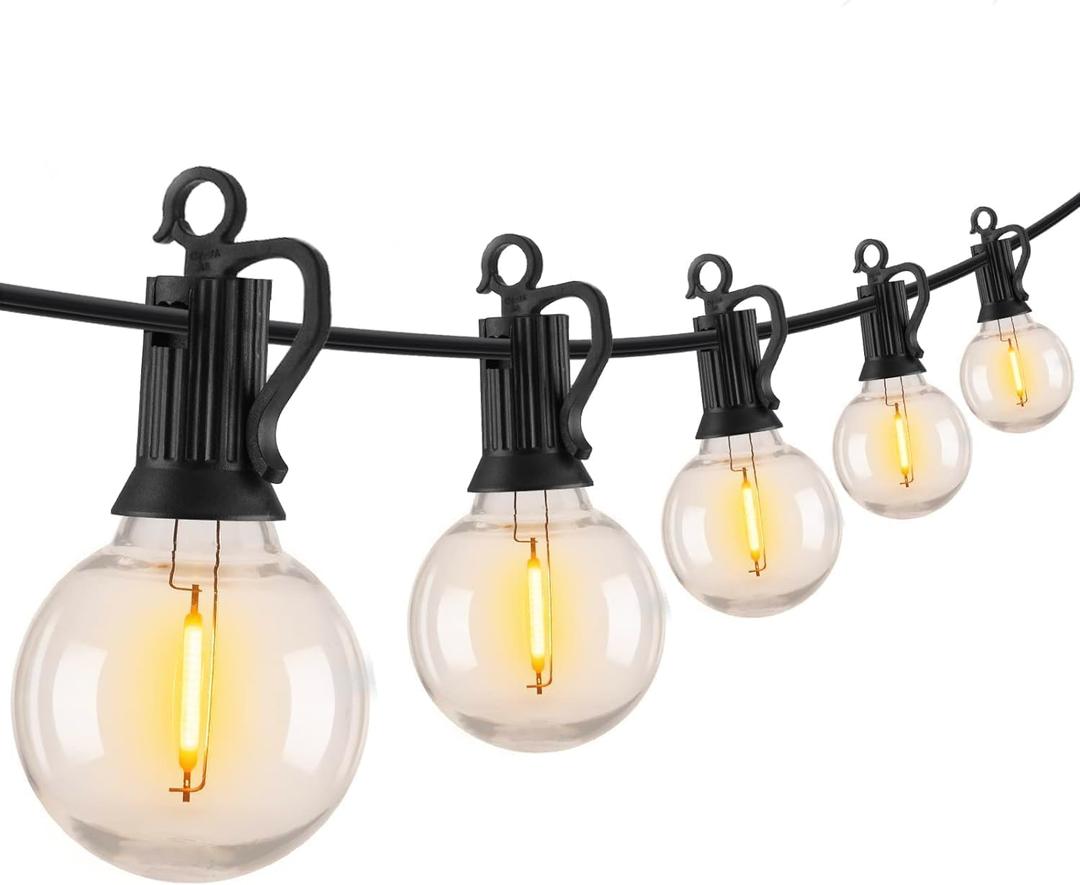 Brightown Outdoor String Lights - 100 FT Patio Lights with 50 LED G40 Globe Plastic Bulbs, All Weatherproof Connectable Commercial Hanging Light for Outside Backyard Porch Cafe (Black)