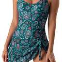 Eomenie One Piece Swimdress Swimsuits for Women Tummy Control Swim Dresses Skirt Bathing Suit, Large 