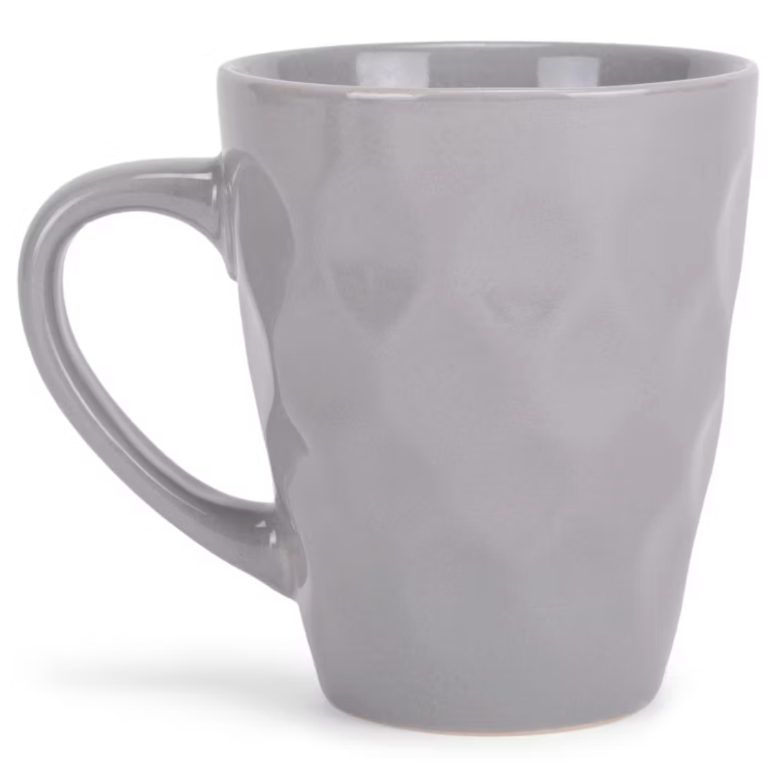 Elanze Designs Dimpled Gray 12 ounce Glossy Ceramic Mugs Matching Set of 2