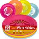 Besti Reusable Plastic Paper Plate Holders 10 Inch, 20 Piece Round Plastic Paper Plate Holder Set with Snap-In Grooves, Dishwasher Safe, 4 Assorted Colors