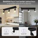 3 Head Plug in Track Light Fixture Black, Easy Install Corded Track Lighting Kit with Switch, Adjustable Directional Spotlight for Kitchen Island Closet Art Display, Modern Ceiling Lamp,15ft Cord