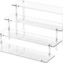 4 Tier Acrylic Display Risers, Clear Perfume Organizer Stand, Large Cupcake Stand Holder, Dessert Display for Party, Display Shelf for Figure and Collection, Riser Stand for Decoration and Organizer