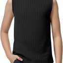 Haloumoning Boys Tank Tops Athletic Sleeveless Crewneck T-Shirts Kids Ribbed Knit Undershirts (130, Black)