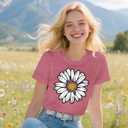 Daisy Shirts for Women Marguerite Daisy Floral T-Shirt Wildflower Tee Tops (XL)