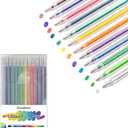 SMOOTHERPRO Glitter Gel Pens 12 Colors, Vibrant, Sparkly Metallic Pens for Coloring, Journaling & Scrapbooking Colored Gel Pens for Adults