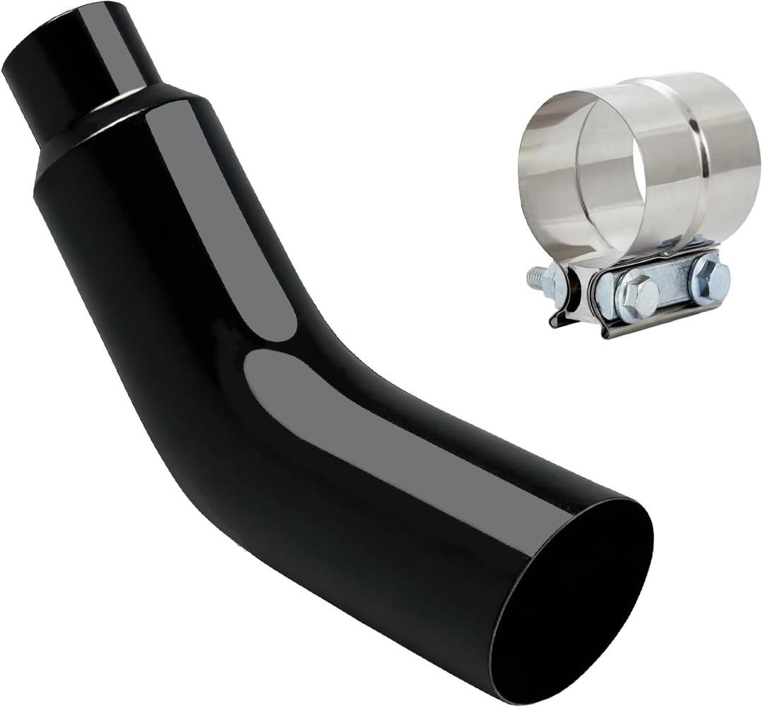 Universal 4 to 6 Inch Exhaust Elbow with Clamp, Chrome & Black Spraying Diesel Exhaust Tip for Trucks and Cars