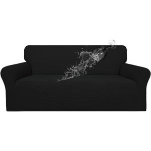 Easy-Going 100% Waterproof Dual Couch Cover, Stretch Jacquard Sofa Slipcover, Leakproof Furniture Protector for Kids, Pets, Dog and Cat (Sofa, Black)