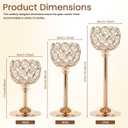 Gold Crystal Tealight Candle Holders Set of 6 (2 Sets) - Tall Bling Bowl Candelabra Centerpieces for Dining Table, Wedding, Party & Fireplace Mantel Decor