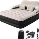 DIMAR GARDEN Queen Size Air Mattress with Headboard and Pump,Blow Up Mattress Inflatable Bed with Pillows