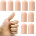 Gel Finger Cots for Thumbs, 6 Pcs Silicone Finger Caps, Rubber Finger Protector Covers for Trigger, Arthritis, Cracking, Peeling, Hangnail, Callus and Pain Relief, (Nude, Medium)