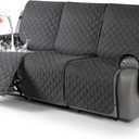 TAOCOCO 100% Waterproof Recliner Covers, Recliner Sofa Covers with Leg Straps, Reversible Recliner Couch Cover for Reclining Chair, Washable Couch Protector for Pets Kids(3 Seater, Charcoal Gray)