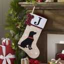 20 Inches Pets Initial Christmas Stocking,Dog Christmas Stocking Personalized with Dog Bone Hanging Wooden Ornament,Xmas Gifts for Pets(Letter I)