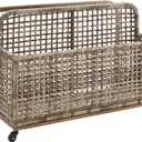Crosley Furniture Ridley Wicker Outdoor Storage Pool Caddy for Floats, Patio Furniture Cushions, Distressed Gray/Brown