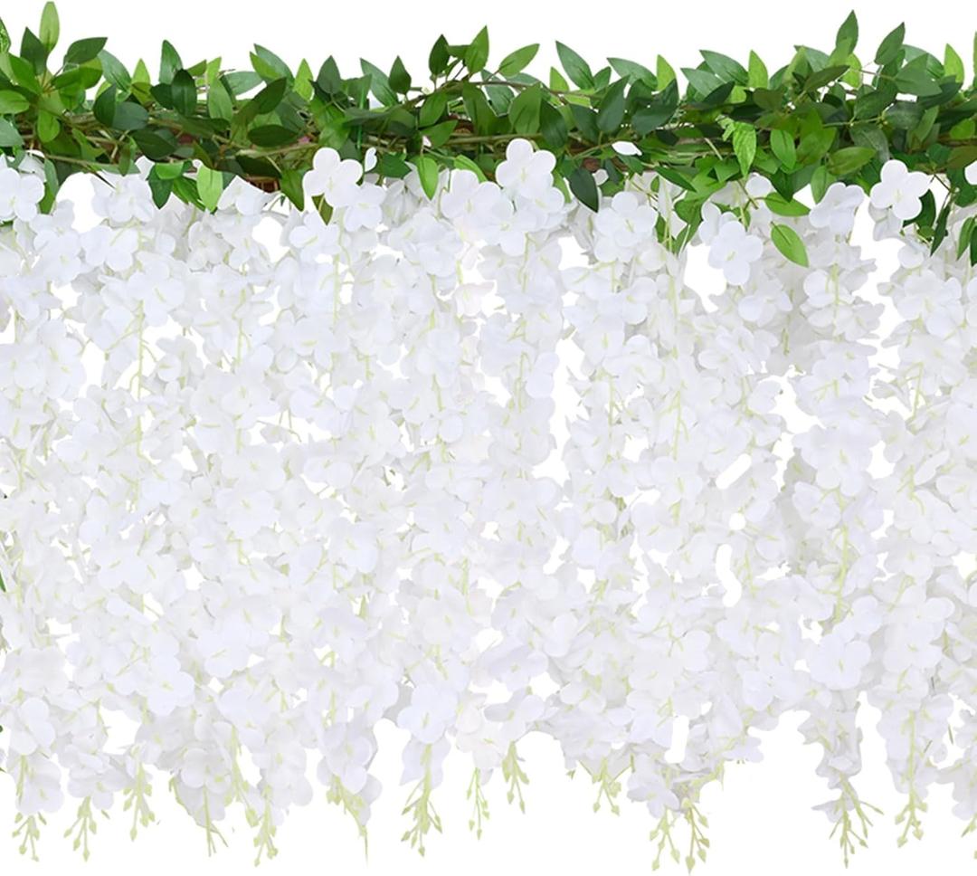 Elyum Artificial Wisteria Hanging Flowers, Fuller Hanging Flowers, Fake Flowers for Wedding Arch Centerpieces Garden Party Home Decor