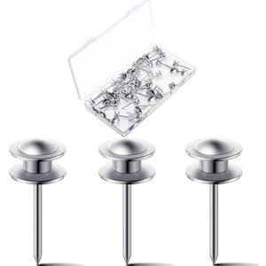 Hotop 25 Pcs Double Headed Picture Hangers Nails Small Head Hanging Nails Picture Photo Hanging Hook Pins Decorative Nail Hook Hangers for Home Office School (Silver)