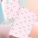 Uppuppy for iPad 5th/6th Generation Case for iPad Air 1st/Air 2nd/Pro 9.7 inch 2016 Case - 360 Rotating Stand Folio Smart Cover with Pencil Holder for Women Girls, Pink Bow Checkered for Apple Tablet