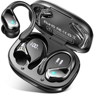 Wireless Earbud, 75Hrs Bluetooth 5.4 Headphones IP7 Waterproof for Sport, Running Wireless Earphones with ENC Noise Cancelling Mics, Deep Bass Over Ear bud with Earhooks for Android, iOS, Workout, Gym (Black) Wireless Earbud, 75Hrs Bluetooth 5.4 Headphones IP7 Waterproof for Sport, Running Wireless Earphones with ENC Noise Cancelling Mics, Deep Bass Over Ear bud with Earhooks for Android, iOS, Workout, Gym (Black)