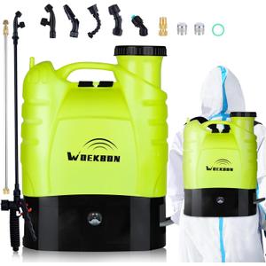 4 Gallon Battery Powered Backpack Sprayer Electric Garden Pump Sprayer with Lithium Battery for Long Time Spray Brass Telescope Wand and Multiple Nozzles for Spraying Cleaning