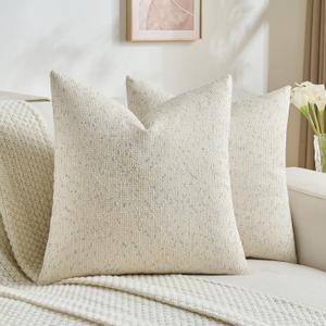 FUTEI Cream Decorative Throw Pillow Covers 20x20 Inch Set of 2,Soft Cozy Chenille Colorful Granular Textured Cushion Case,Modern Home Decor for Couch Bed Living Room