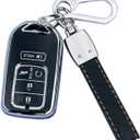 Key Fob Case Cover Compatible With Honda Accord Civic Cr-V Hr-V Fit Odyssey Jed Crosstour Crider Accessories (Black)