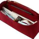Surblue Purse Organizer Insert for Handbags, Felt Bag Organizer with Zippers Handbag Shaper Pouch for Classic 19 Flap Bag, Marmont, Onthego,Burgundy, Slender S