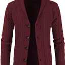 JMIERR Men's Casual Wool Blend Long Sleeve Shawl Collar Buttons Down Cable Knit Cardigan Sweater