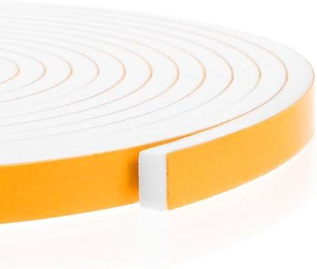 Qianyu 16Feet Weather Stripping Seal (1/2 Inch X 1/4 Inch) for Door Window Adhesive Thick Door Bottom Seal Strip Weatherproof High Density Foam Tape for Sliding Door Automotive Window (White) Pack Of 2