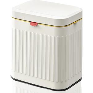 GloDeals Kitchen Trash Can with Lid, 2 in 1 Small Garbage Can Compost Bin Countertop, Wall-Mounted Under Sink Indoor Trash Bin for Kitchen, Bathroom, Cabinet Trash Can Hanging (4L, White/1.05 Gal)