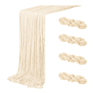 4 Pack Ivory Cheesecloth Table Runner 20 x 120 inch Gauze Table Runners 10 FT Long,Semi Sheer Cheese Cloth Fabric Table Runner Bulk for Wedding,Party,Baby Shower,Bridal Shower Decoration