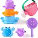 Baby Bath Toys for Kids Ages 1-3 5 PCS Toddler Bath Toys Mold Free for 2-4 Bathtub Sand Beach Pool Water Toddler Toys & Gifts (Color Random)