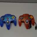 Tevodo N64 Controller, Upgraded Joystick Classic Wired Controller Compatible with N64 Console (Clear Red and Clear Blue)