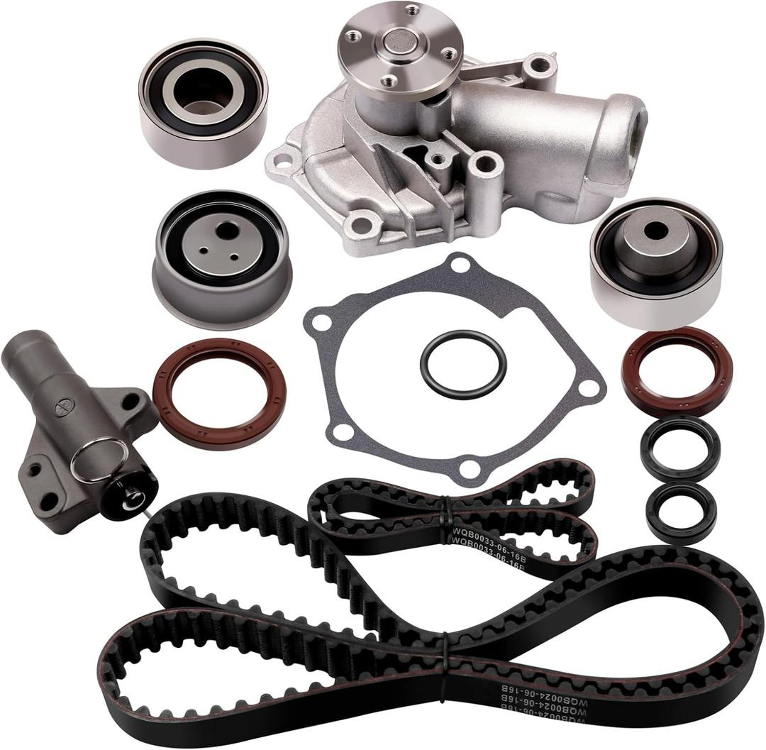 ECCPP TCKWP332 TB332-168K1 CPW6622 Timing Belt Water Pump Kit 2006-2009 for Mitsubishi Eclipse 2004-2006 for Mitsubishi Galant 2004-2006 for Mitsubishi Lancer 2004-2006 for Mitsubishi Outlander (Timing Belt(123 teeth) + 13 PCS)
