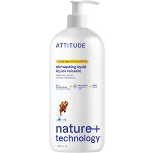 ATTITUDE Dish Soap, EWG Verified, Plant-Based & Vegan Dishwashing Liquid, Naturally Derived, Citrus Zest Scent, 33.8 Fl Oz