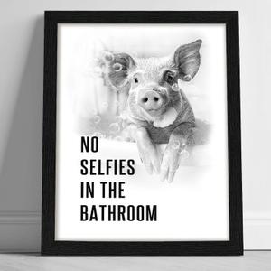 arteWOODS Funny Pig Bathroom Wall Art - Rustic Farmhouse Wall Decor with Humorous Quotes Black Framed Print Artwork Cute Animal Pictures for Shower Toilet Restroom Kid's Washroom 8x10 Inch