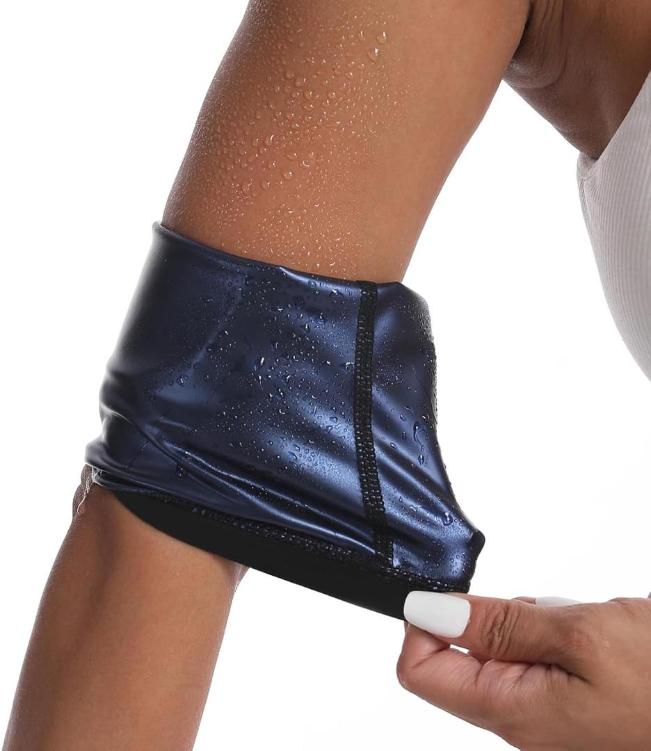 Vigorix Arm Trimmers for Women: Compression Sleeve Sweat Band, Heat-Trapping Design for Workout & Fitness (Small-Medium, Blue)