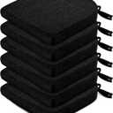 Wellsin Chair Cushions for Dining Chairs 6 Pack - Kitchen Chair Cushions with Ties and Non-Slip Backing - Dining Chair Pads 16"X16"X2", Black