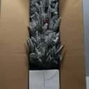 HOMCOM 18" Tall Unlit Miniature Snow-Flocked Tabletop Artificial Christmas Tree, Holiday Decoration with Pine Cones and Berries (1ft 7in, Green)