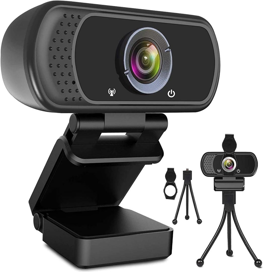 ToLuLu 1080P Webcam with Microphone, HD Webcam Web Camera with Tripod Stand, Widescreen USB Computer Camera, Streaming Mic Webcam for Online Calling/Conferencing,Facetime/YouTube Desktop Laptop PC