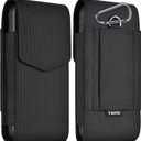 Ykooe Holster Compatible with Galaxy Ultra S25 S24 S23 S22 S21 S20 A17 A16 A15 A26 A36 A56 Nylon Cell Phone Belt Holder Pouch with Magnetic Closure for Men (Fits Protective Cover on), Black -XL