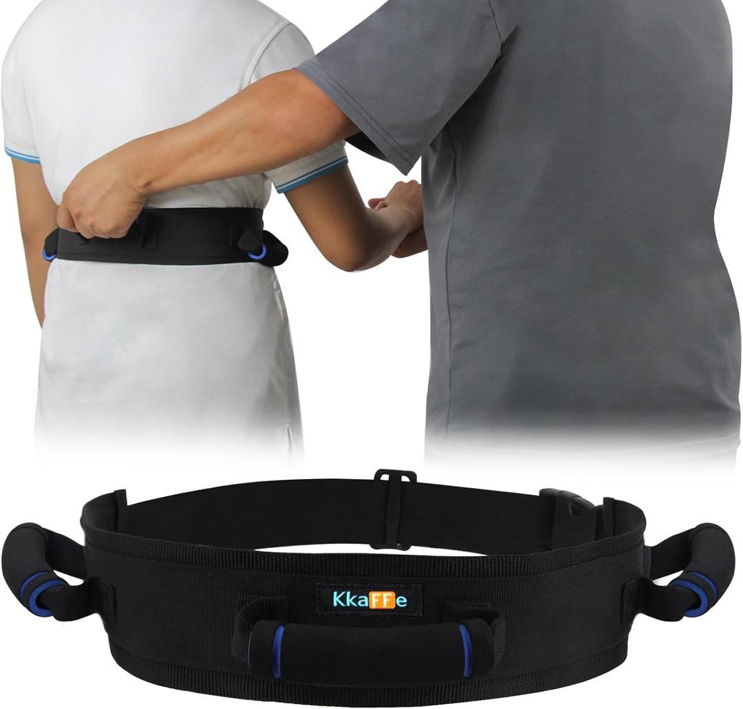 Gait Belt with Handles, Transfer Belt for Elderly, Patient Gait Belts, Transfer Belt Assist, Gait Belts for Seniors, Upgraded Using Rubber Handles (Blue)